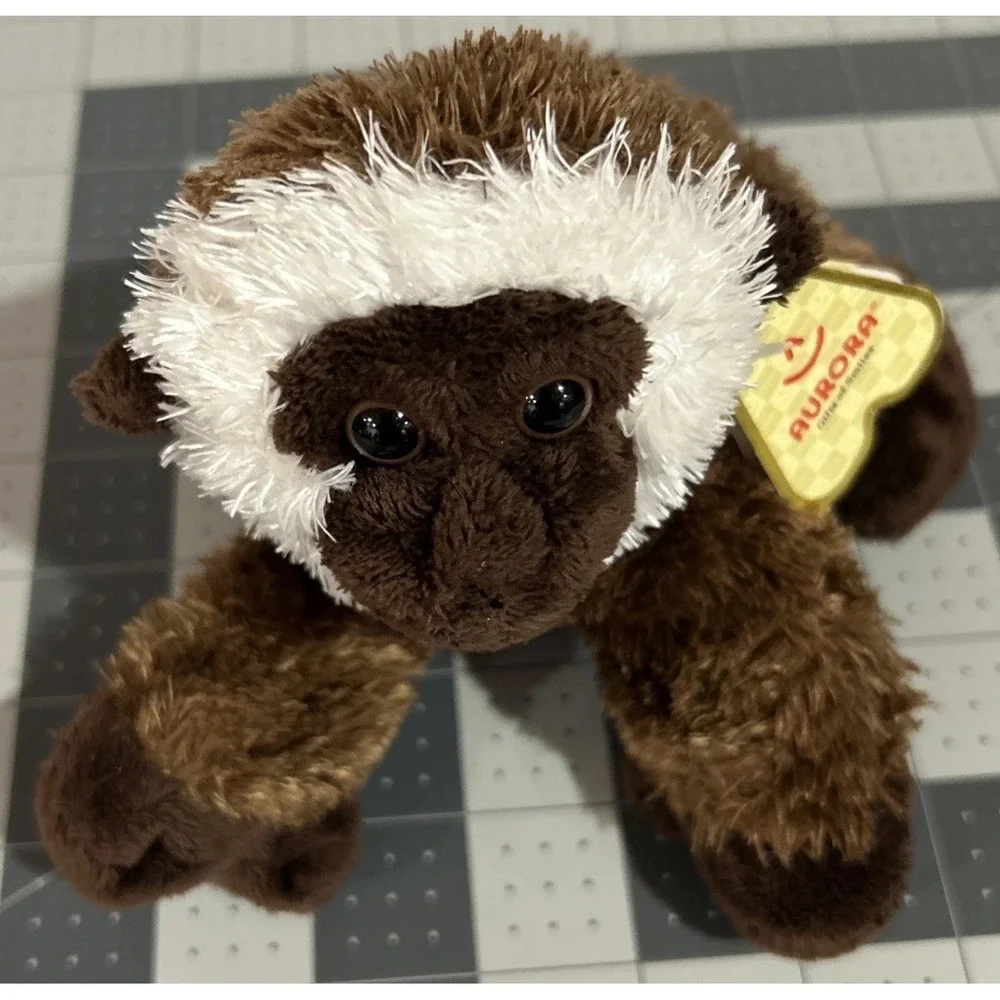 Aurora World Brown Gibbon Monkey Ape Chimp Floppy Stuffed Animal Plush 5 inch